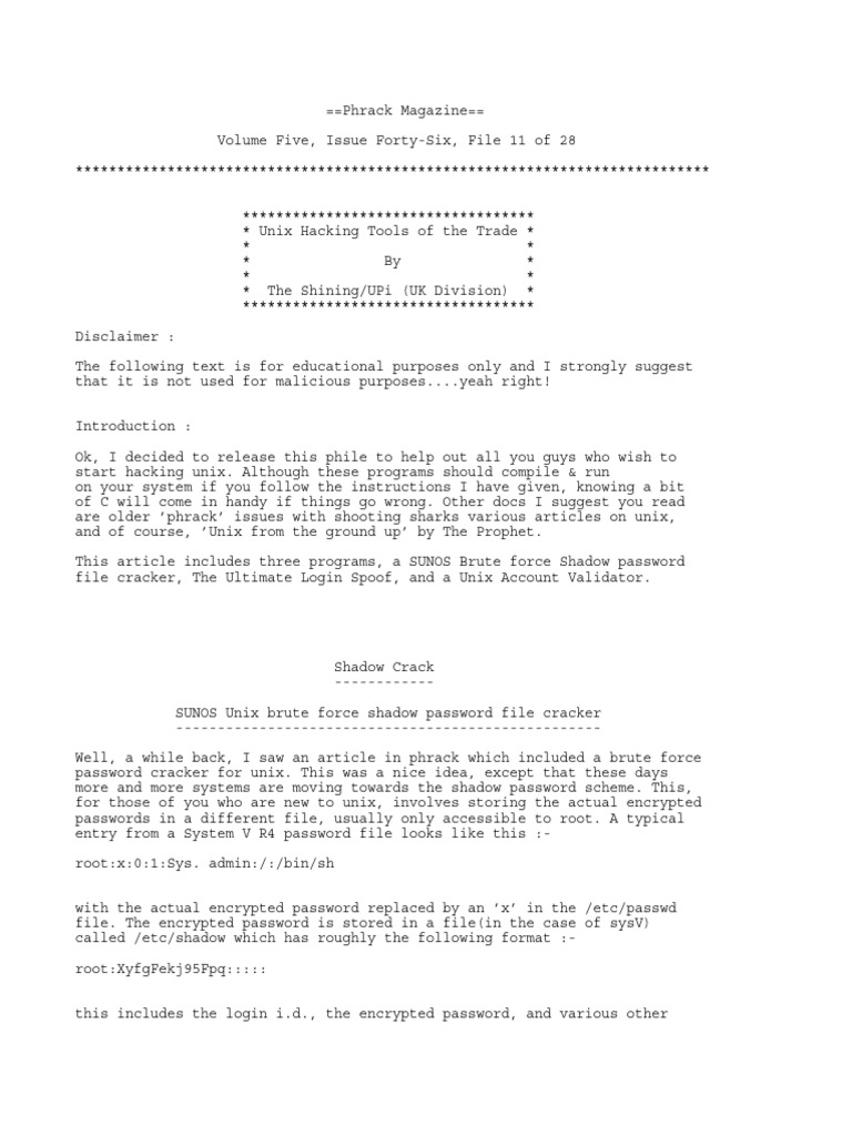 Phrack Shadow Crack Pdf Password Cyberwarfare