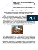 FHFS- A Influência da Igreja Católica no Brasil- Prof. Cláudia Regina^