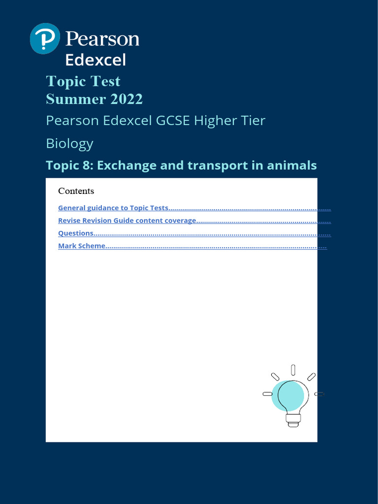 Topic 8 Biology Test: Exchange & Transport | PDF | Biology