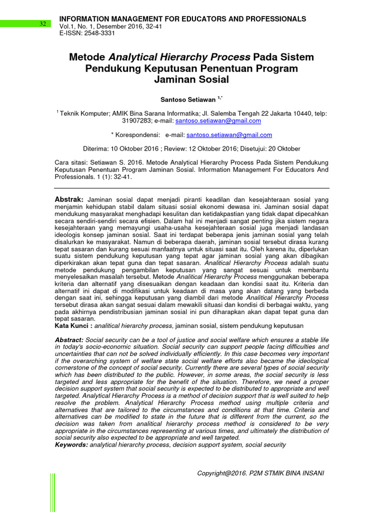 Metode Analytical Hierarchy Process Pada 1eedc061 | PDF | Karier ...