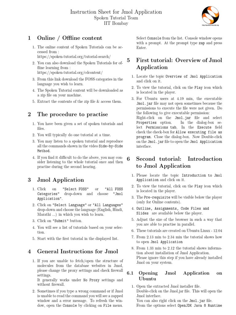 Jmol Application Instruction Sheet English | PDF | Command Line ...