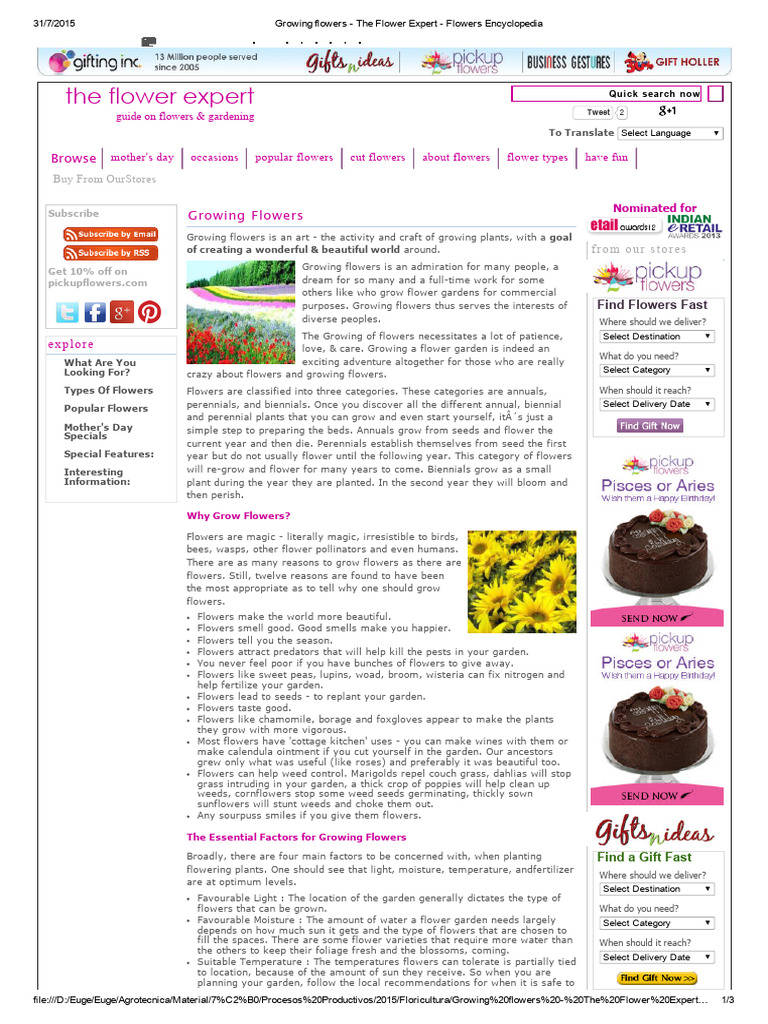 Flower Growing Essentials Guide | PDF | Flowers | Vegetables