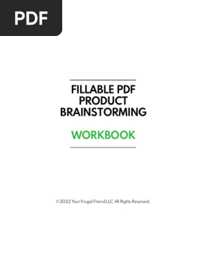 Your Frugal Friend Fillable Product Brainstorming Workbook 2022