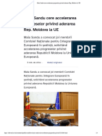 Maia Sandu Cere Accelerarea Progreselor Privind Aderarea Rep. Moldova La UE