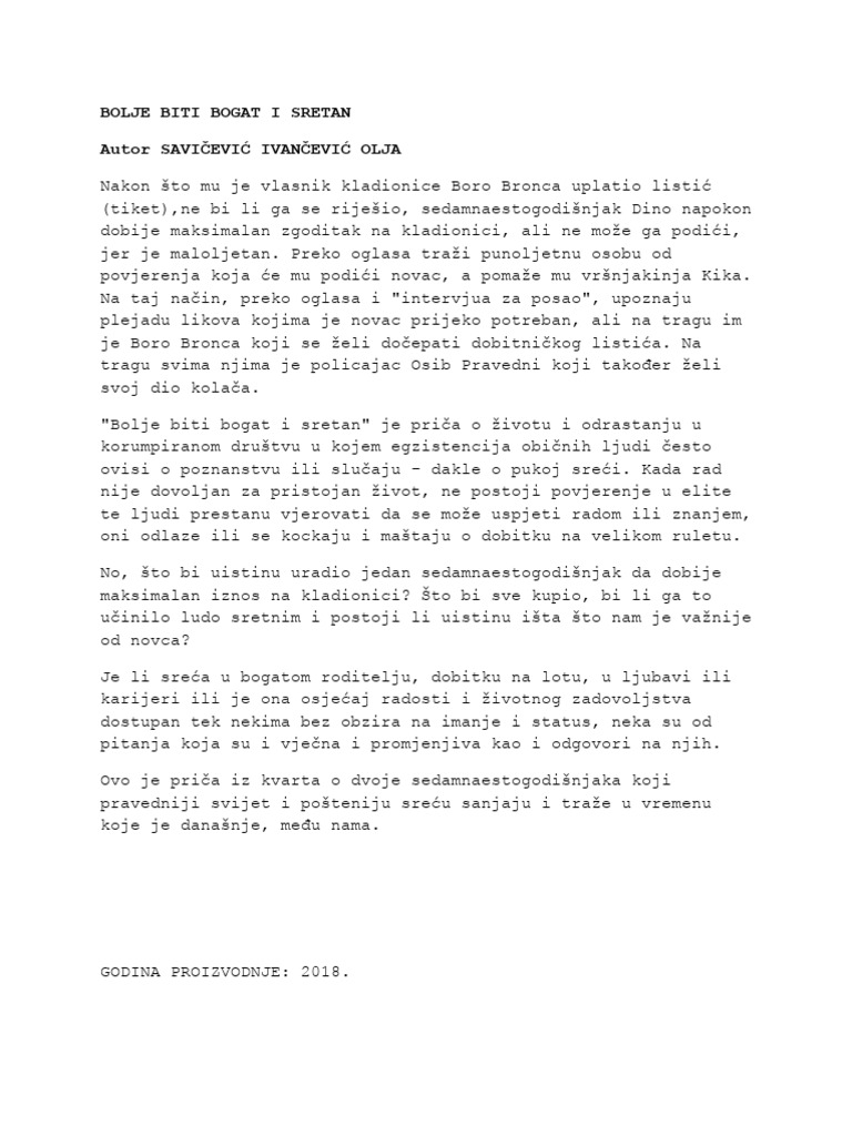 Bolje Biti Bogat I Sretan | PDF