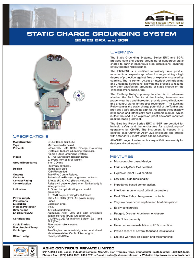Static Charge Grounding Relay | PDF | Relay | Electrical Engineering