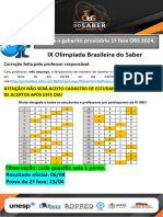IX Olimpíada Brasileira Do Saber - Gabarito Provisório-2024