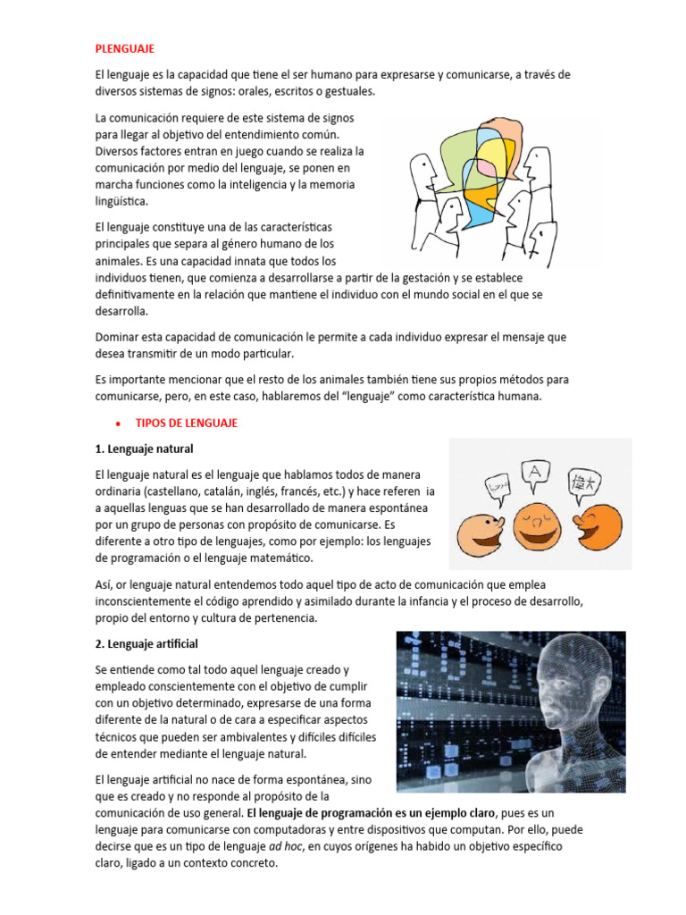 Tipos y características del lenguaje | PDF | Habla | Comunicación