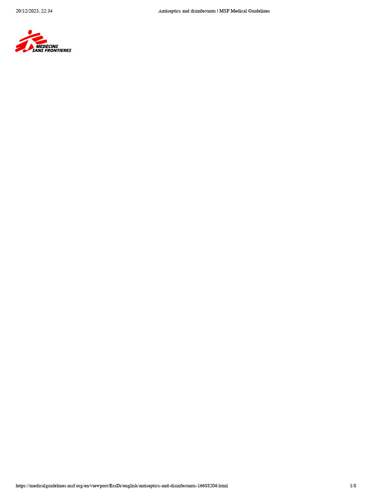 Antiseptics and Disinfectants - MSF Medical Guidelines | PDF ...