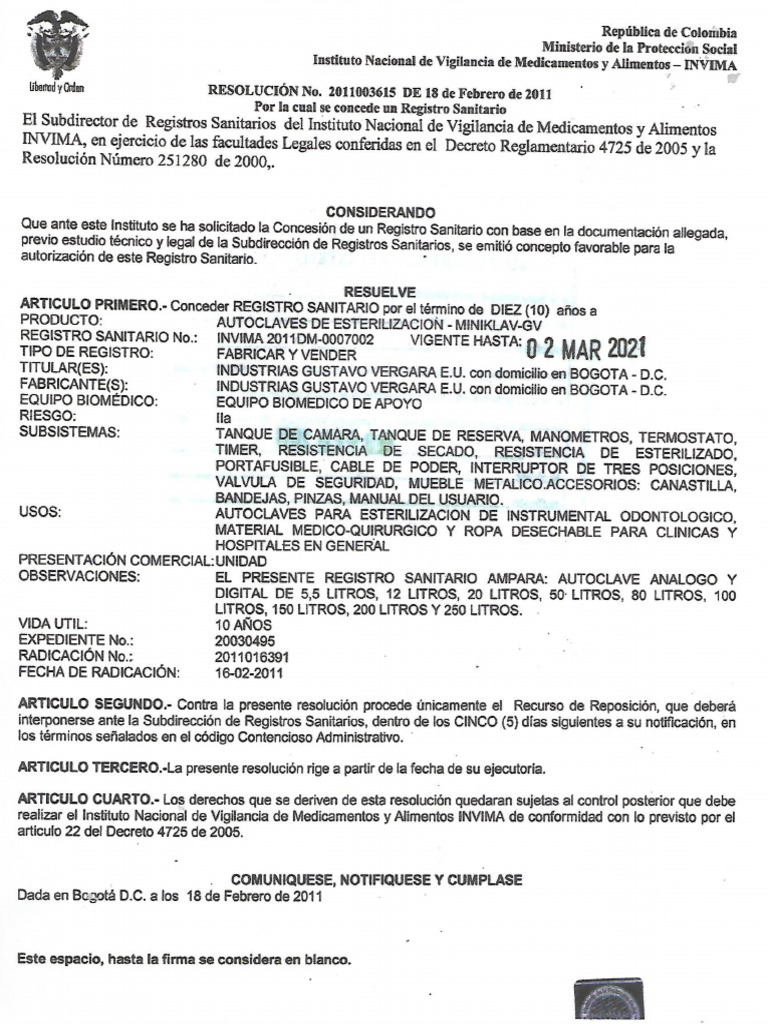 INVIMA Miniclave Miniklav-Gv | PDF
