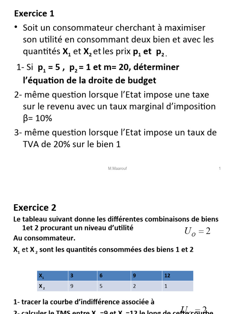 Exercices Avec Correction | PDF | Utilité (économie) | Microéconomie