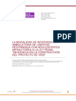 La Modalidad de Intervención Ambulatoria de Libertad Restringida Con Adolescentes Infractores A La Ley Penal - Incidencia en La Construcción Del Proyecto de Vida