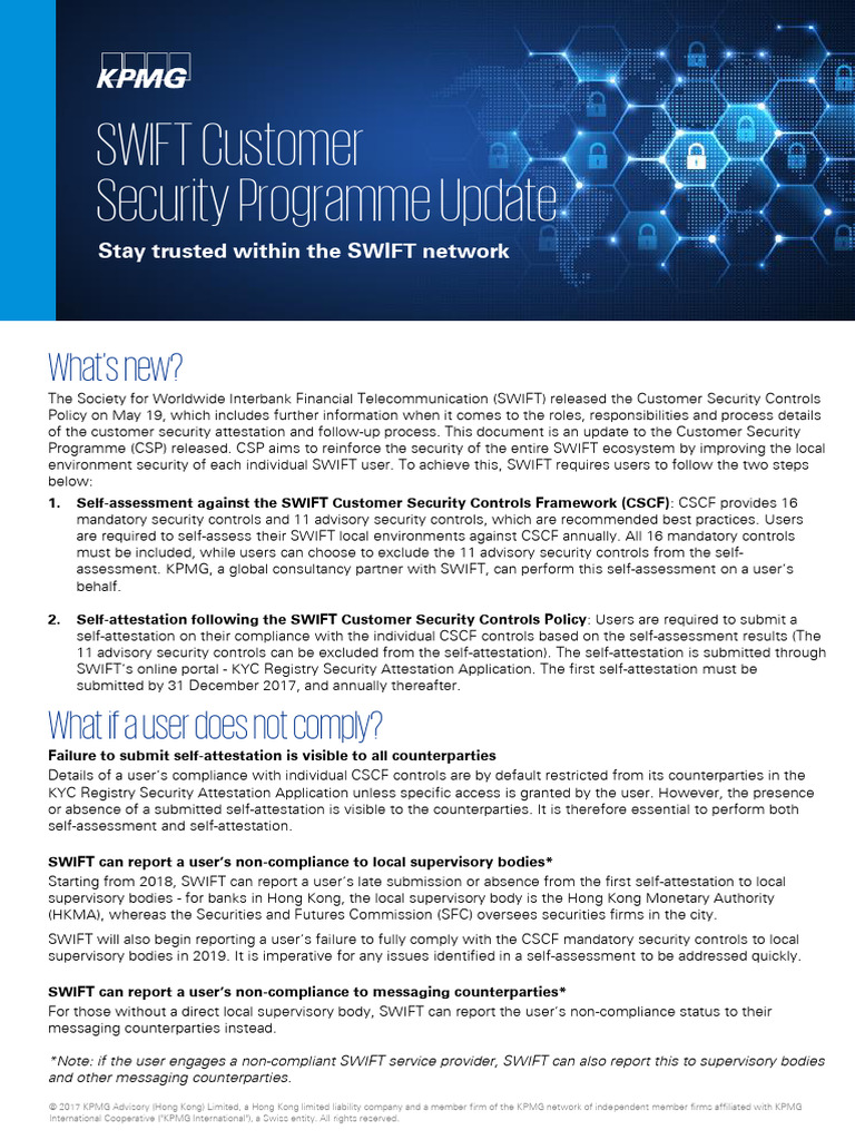 SWIFT Customer Security Programme Update | PDF | Computer Security ...