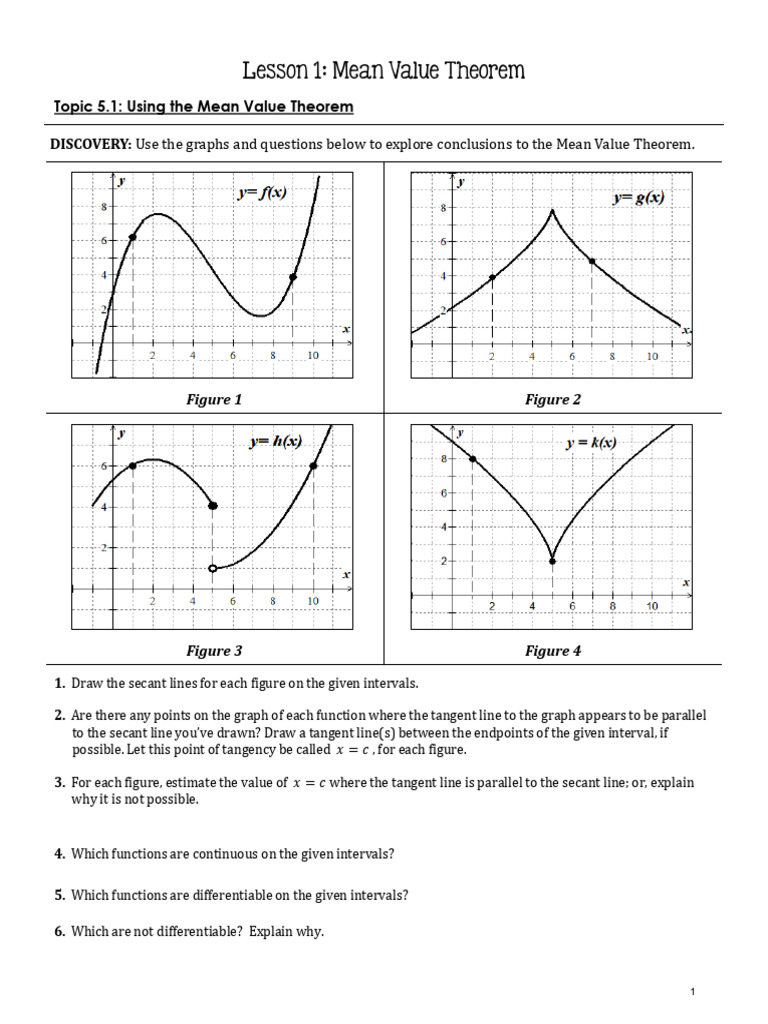 Exploring the Mean Value Theorem | PDF | Derivative | Tangent