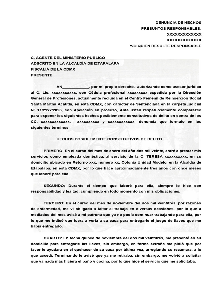 Anai Denuncia de Hechos CDMX Abril 2024 | PDF | Testigo | Castigos