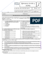 Epreuve Écrite 3 Sem2: Sciences de La Vie Et de La Terre Sciences Expérimentales-Option SVT