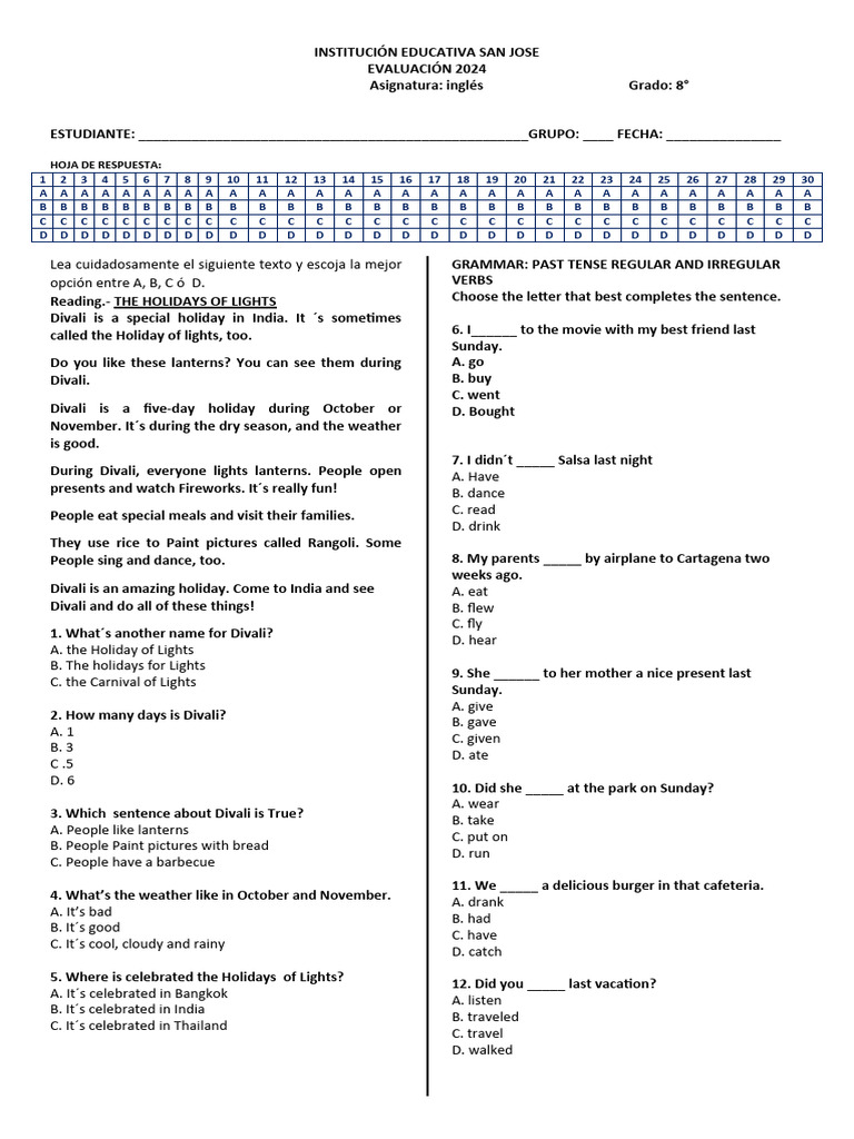 8th Grade English Evaluation | PDF | Linguistics | Grammar