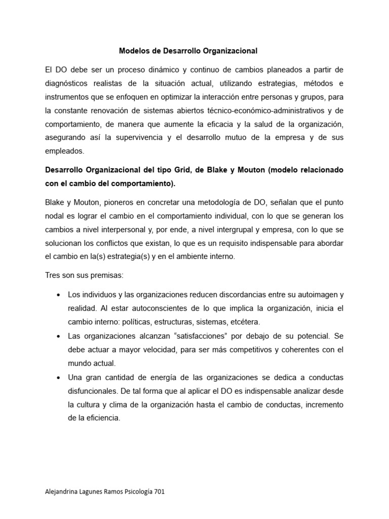Modelos de Desarrollo Organizacional | PDF | Comportamiento | Sicología