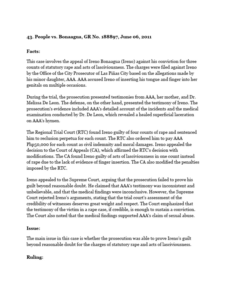 Supreme Court Ruling on Statutory Rape Cases | PDF | Rape | Reasonable ...