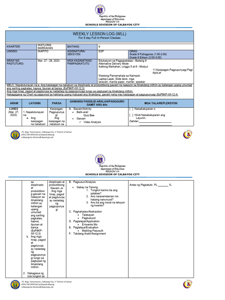 WLL ESP 9 Mar 27-28 | PDF