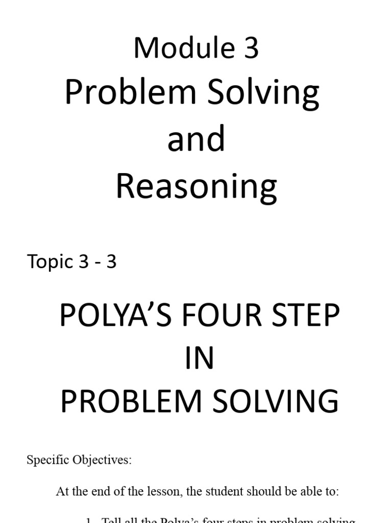 Polya's Four Steps in Problem Solving | PDF | Equations | Mathematics