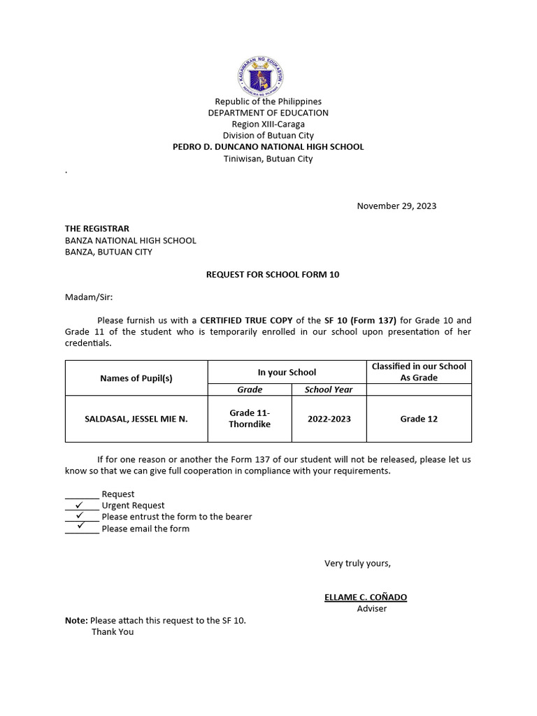 school request form | PDF