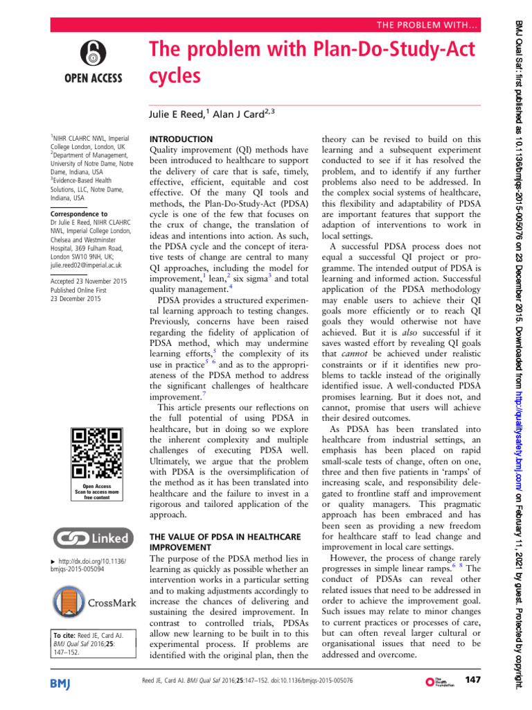 Intro to Improvement & Implementation Science_journal article | PDF ...