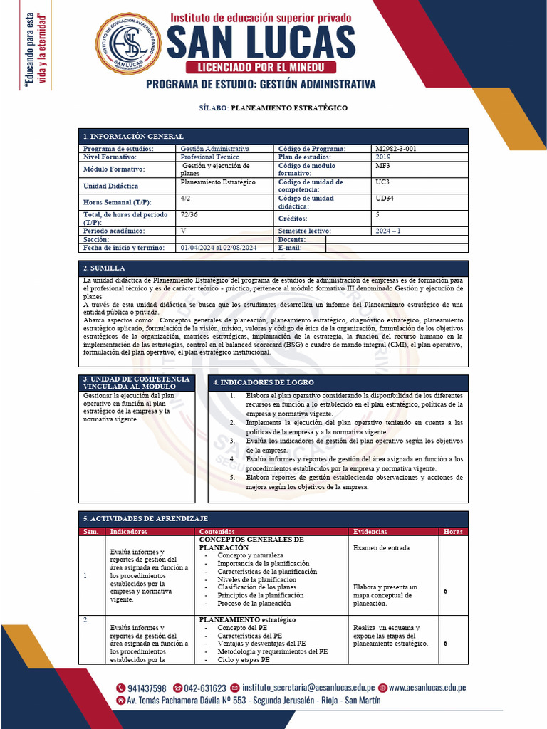 Planeamiento Estratégico 2024 Pdf Planificación Planificación