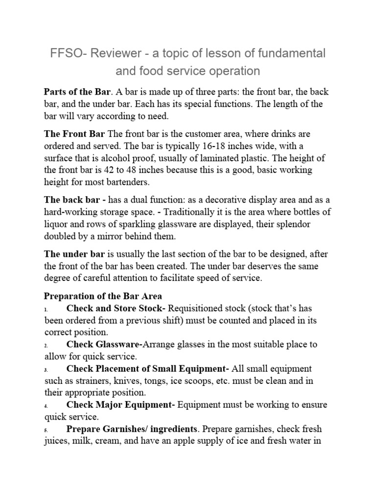 Bar Operations and Equipment Guide | PDF | Wine | Alcoholic Beverages
