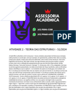 (43)98816 5388 Assessoria Atividade 2 - Teoria Das Estruturas i - 51 2024