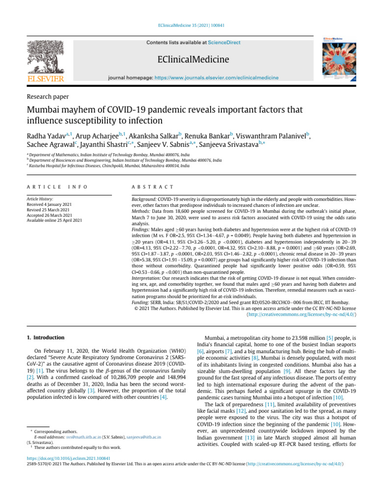 COVID-19 Risk Factors in Mumbai | PDF | Infection | Epidemiology