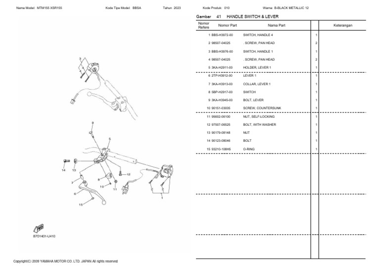 MTM155 XSR155 Handle Switch & Lever | PDF | Metalworking
