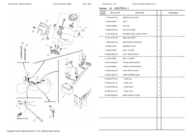 MTM155 XSR155 Electrical 1 | PDF | Electric Power | Electrical Equipment