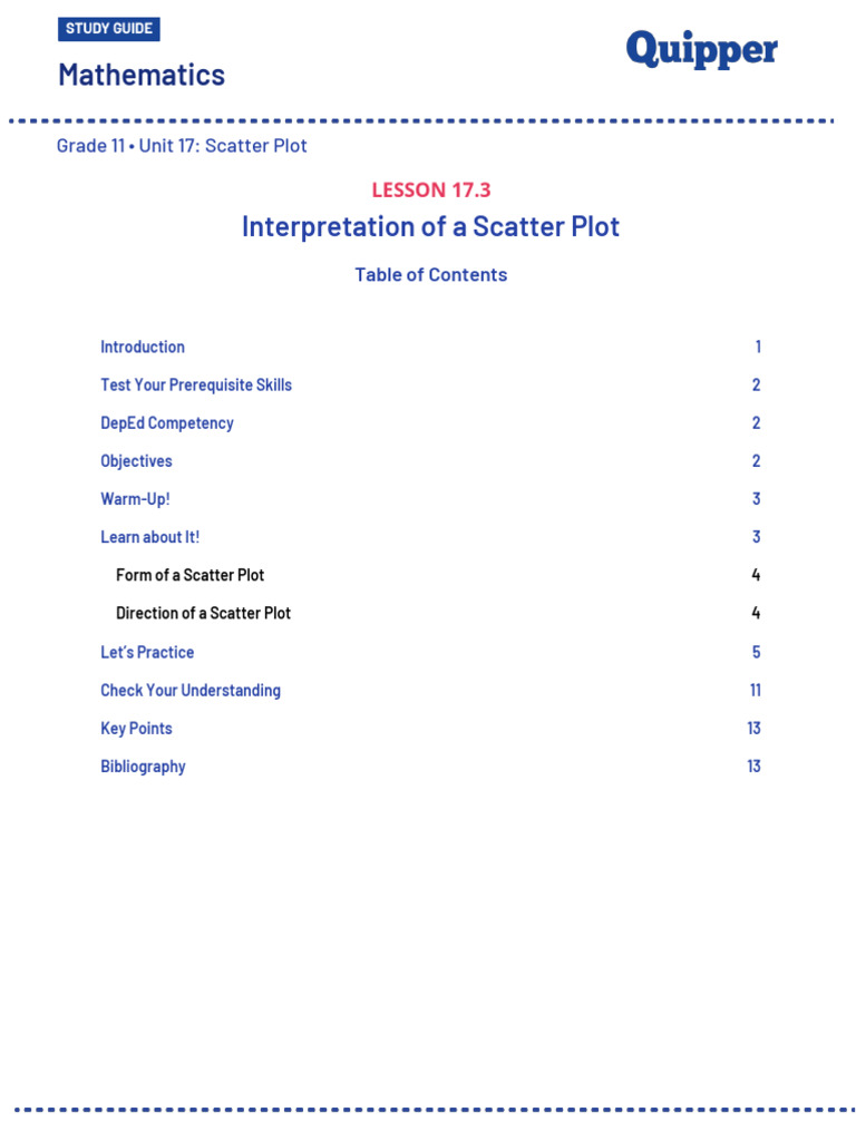 Mathematics interpretation of a scatter plot pdf scatter plot