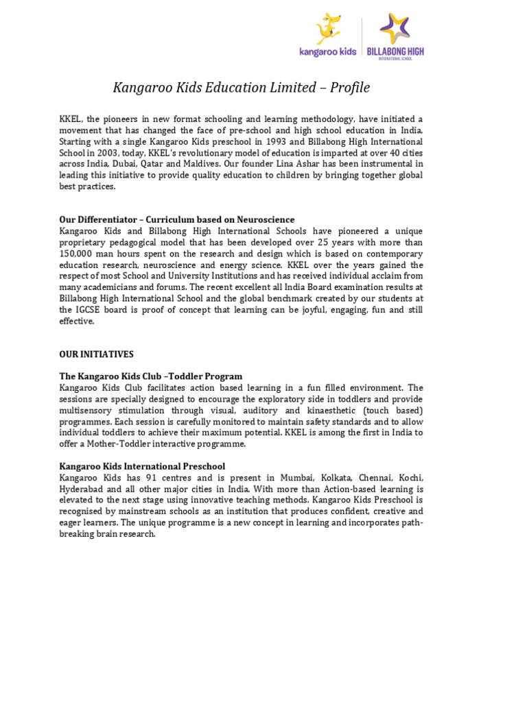 Kangaroo kids profile pdf teachers preschool
