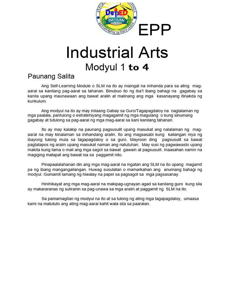 Compilation EPP5 IndustrialArts Q4 Week1-4 | PDF