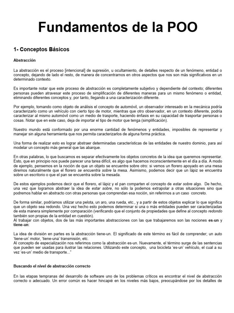 Fundamentos de La POO | PDF | Objeto (informática) | Abstracción