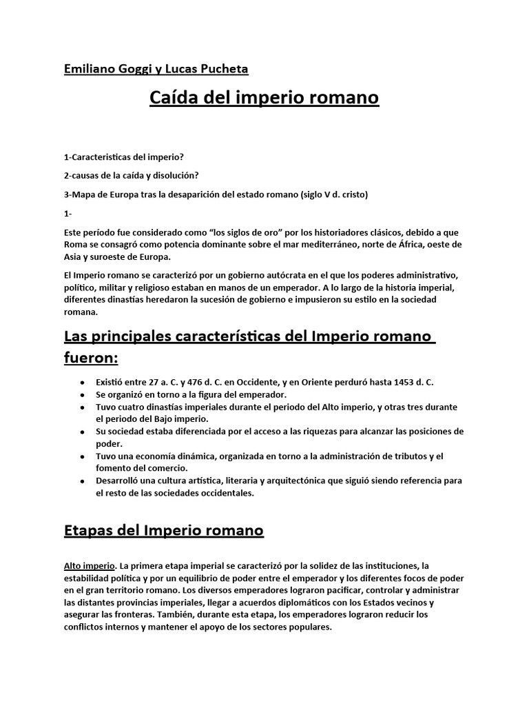Causas de la Caída del Imperio Romano | PDF | imperio Romano | imperio ...
