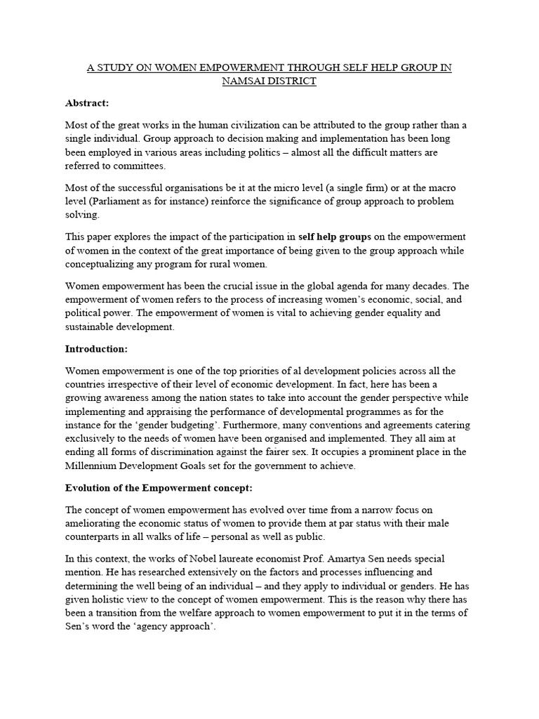 A Study On Women Empowerment | PDF | Empowerment | Gender