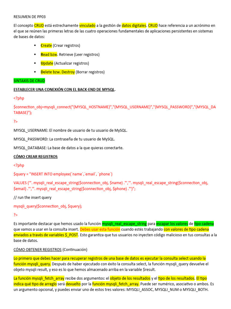 Introducción a CRUD en MySQL | PDF | Bases de datos | Mi sql