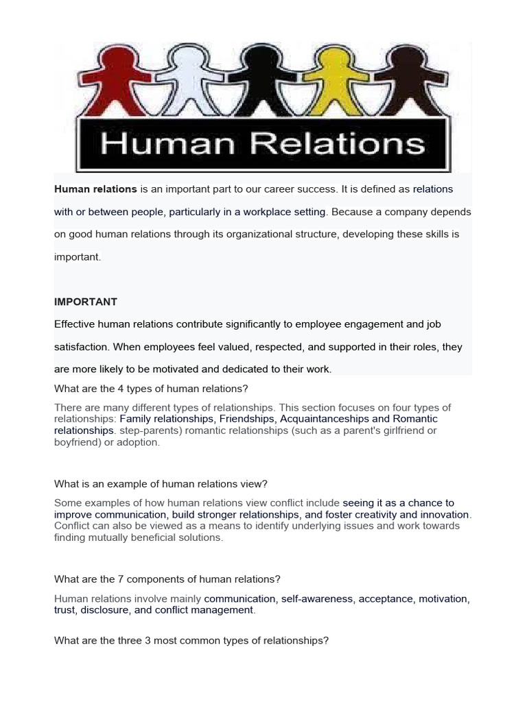Human Relations | PDF | Interpersonal Relationships | Friendship