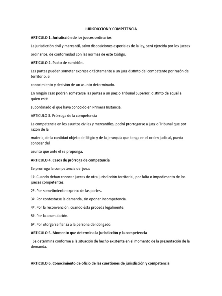 Jurisdicción y Competencia en Procesos Judiciales | PDF | Demanda ...