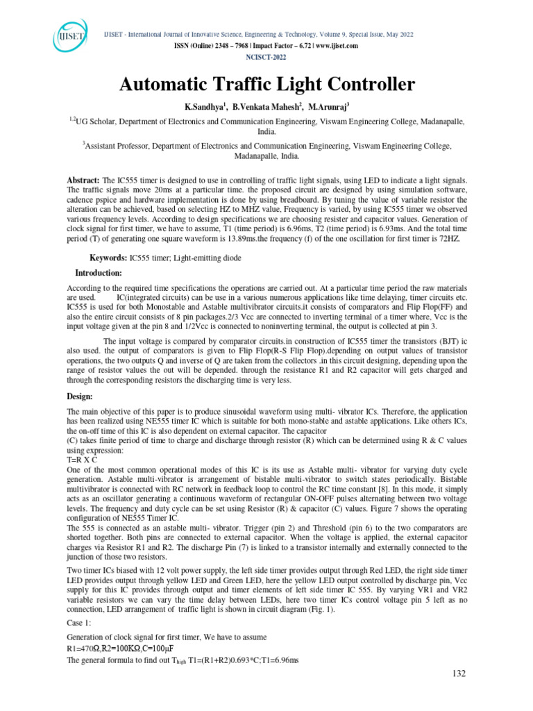 Automatic Traffic Light Controller Design | PDF | Computer Engineering ...