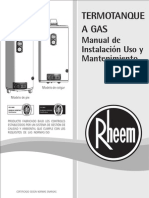 Manual Termotanques Rheem - Linea Gas