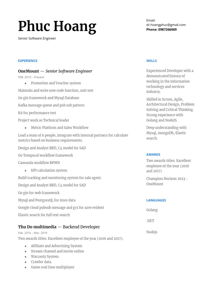 Senior Software Engineer Resume | PDF | Cloud Computing | My Sql