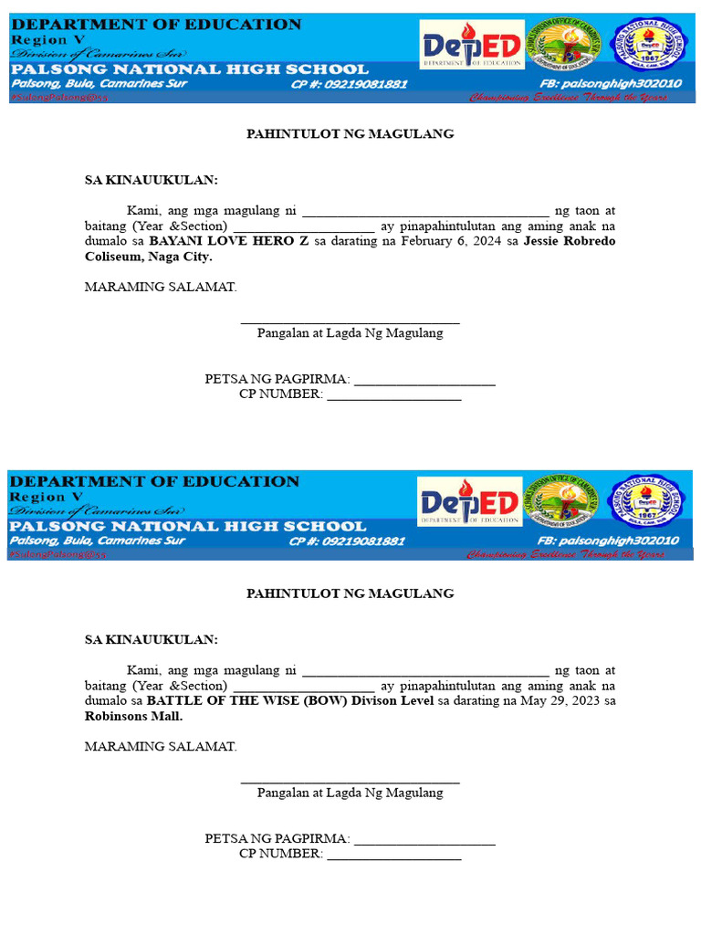 Bow Parent Consent | PDF