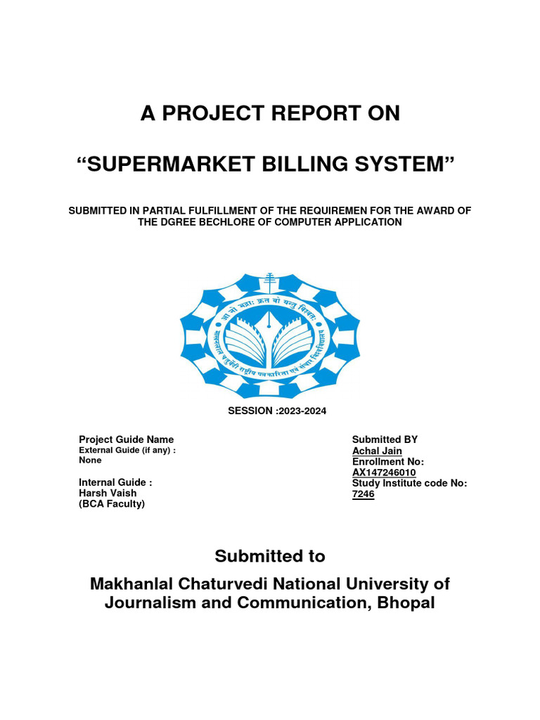 Supermarket Billing System Report | PDF | World Wide Web | Internet & Web
