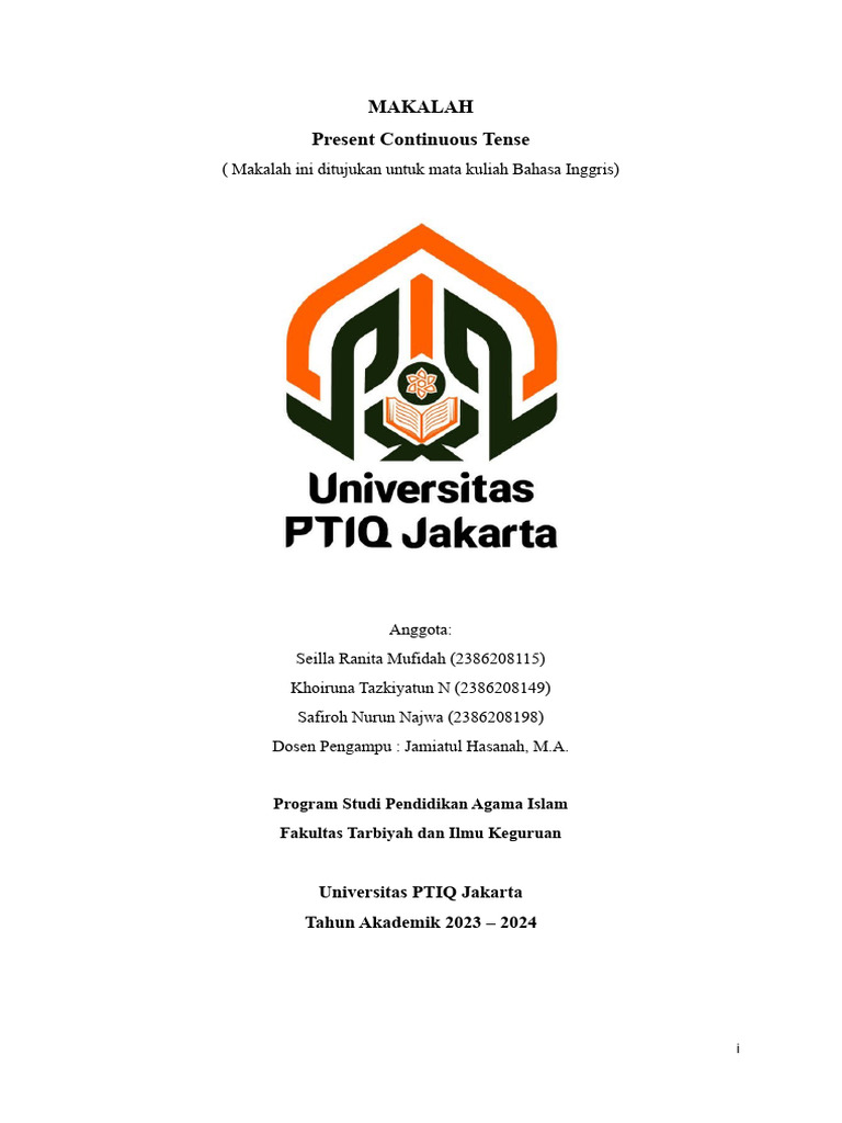 Panduan Present Continuous Tense Pdf