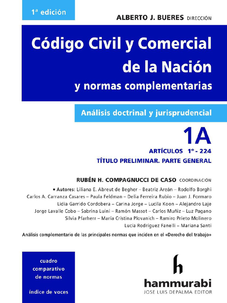 Codigo Civil y Comercial de La Nacion y Normas Complementarias. Tomo 1a ...