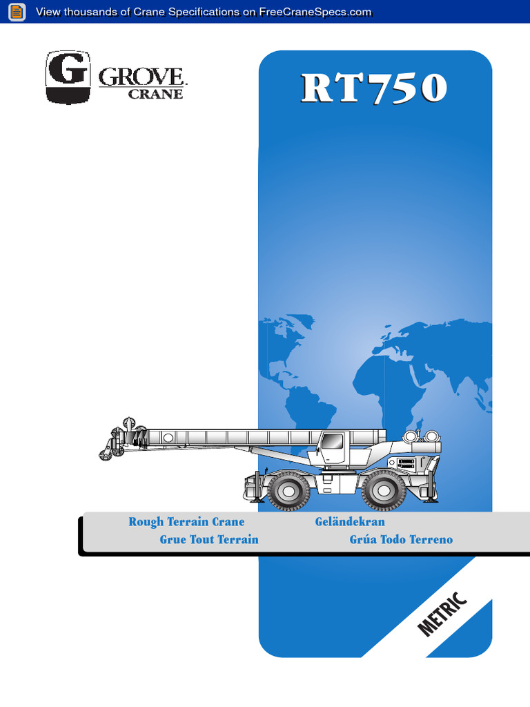RT750 Rough Terrain Crane Specs | PDF | Brake | Steering